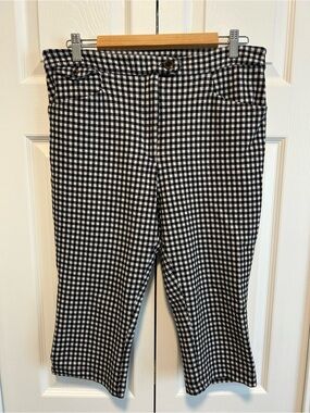 Anthropologie Black & White Gingham Cropped Pants Size 12